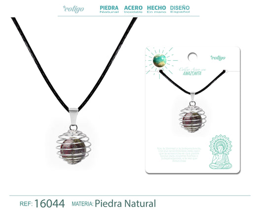 Colgante de Amazonita 14mm con Acesorio de Acero