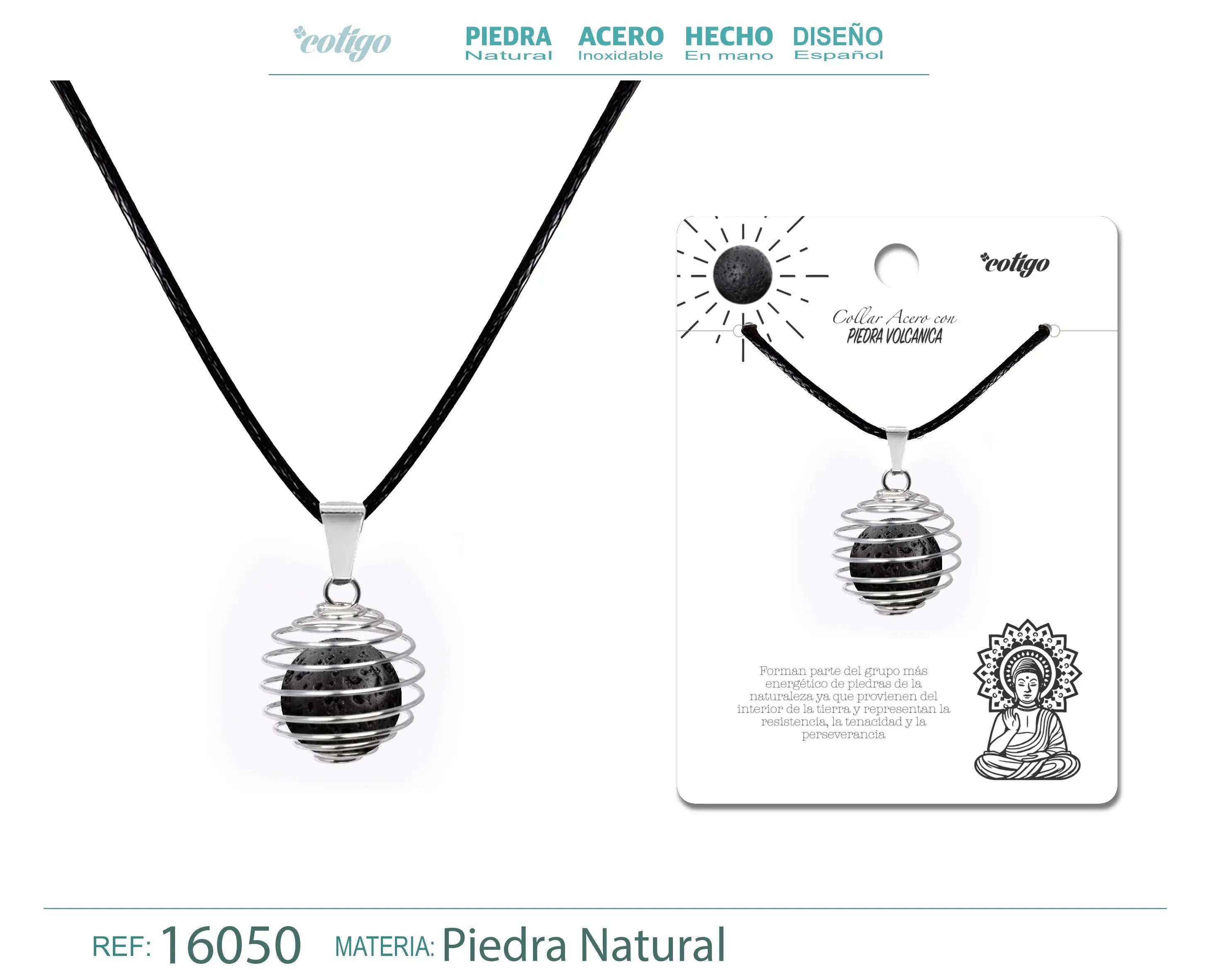 Colgante de Volcánica 14mm con Acesorio de Acero - cotigo