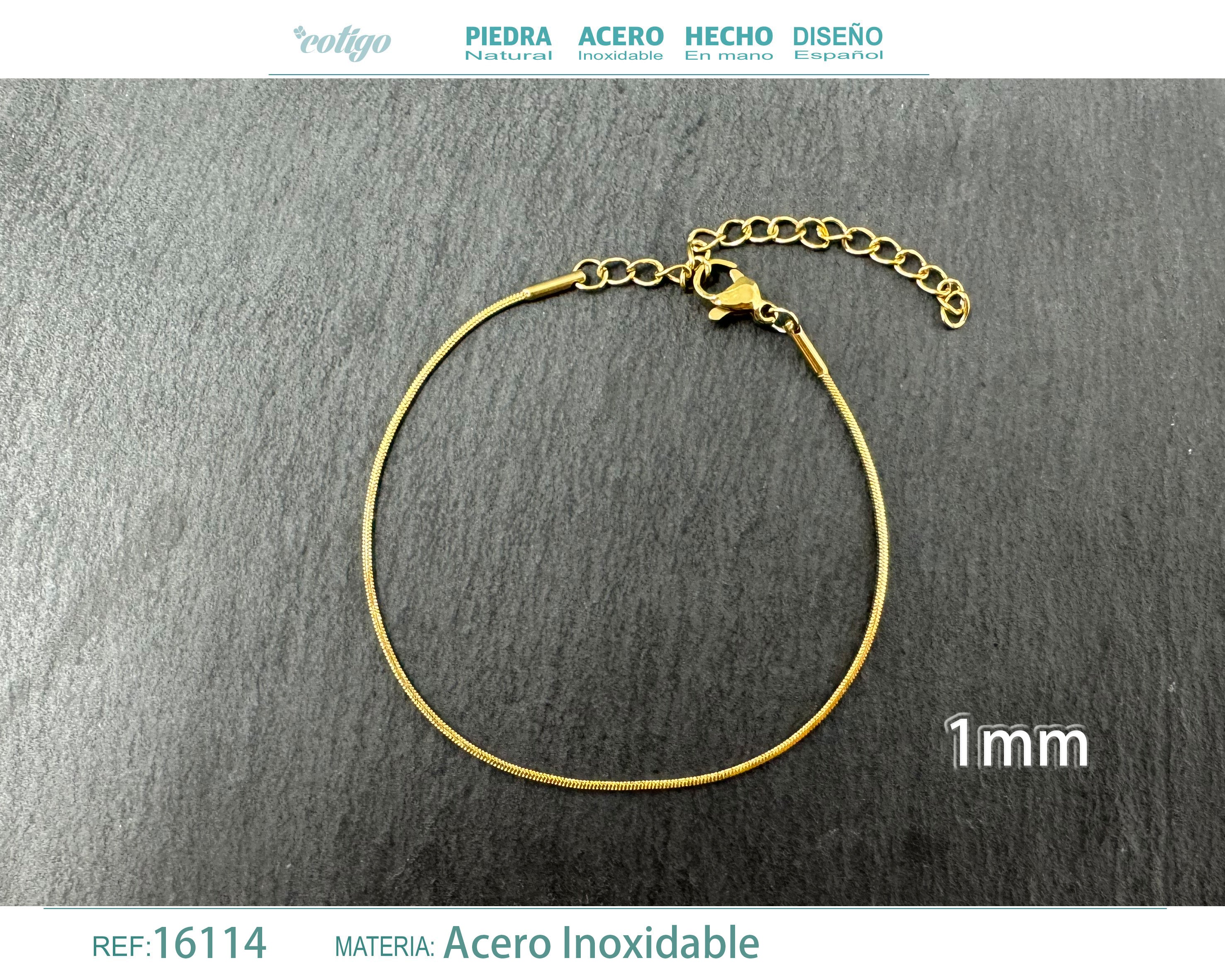 Pulsera de Cadena Serpiente Fina de 1 mm en Acero Inoxidable en acabado dorado – vista principal