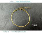 Pulsera de Cadena Plana Fina de 1 mm en Acero Inoxidable en acabado dorado – vista principal