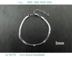 Pulsera de Cadena Serpiente con Detalles de 3 mm en Acero Inoxidable en acabado plateado – vista principal