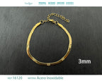 Pulsera de Cadena Serpiente con Detalles de 3 mm en Acero Inoxidable en acabado dorado – vista principal
