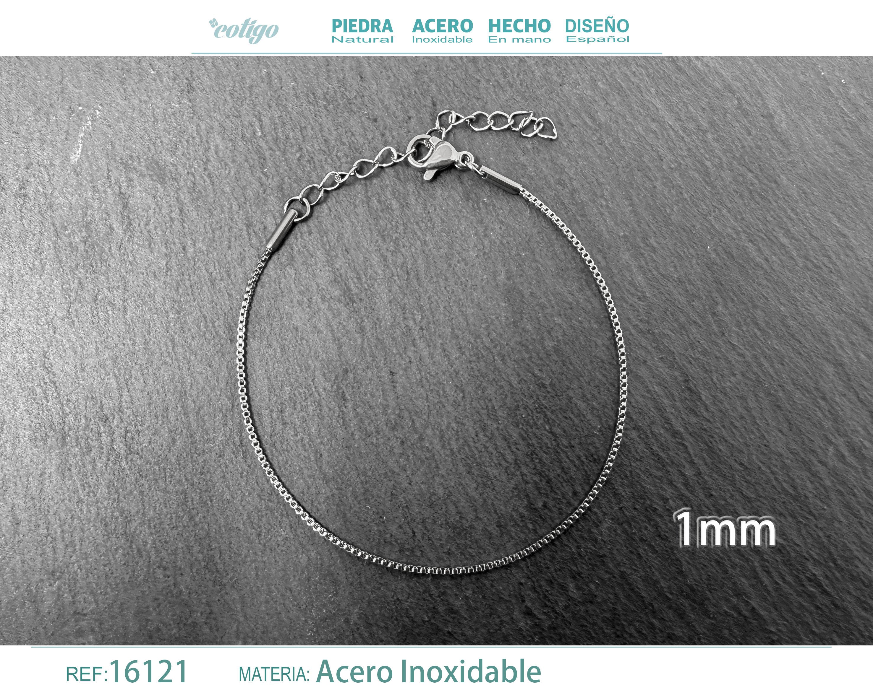 Pulsera de Cadena Veneciana Fina de 1 mm en Acero Inoxidable en acabado plateado – vista principal