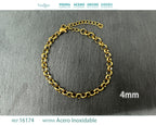 Pulsera de Cadena Eslabón Redondo de 4 mm en Acero Inoxidable en acabado dorado – vista principal