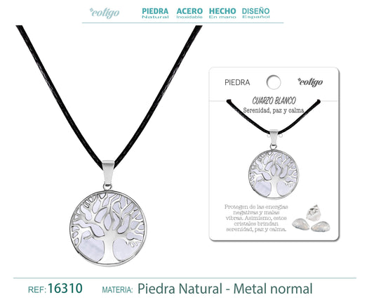 Colgante árbol de Vida de Piedra Cuarzo blanco