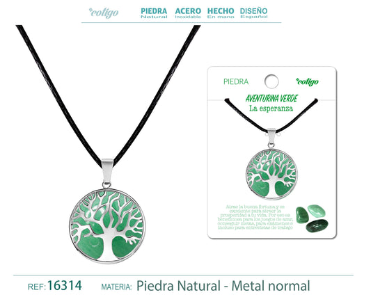Colgante árbol de Vida de Piedra Aventurina verde