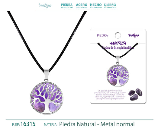 Colgante árbol de Vida de Piedra Amatista