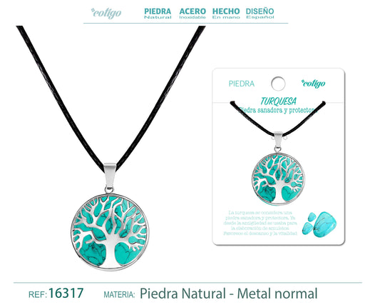Colgante árbol de Vida de Piedra Turquesa