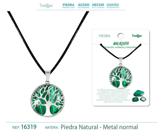 Colgante árbol de Vida de Piedra Malaquita