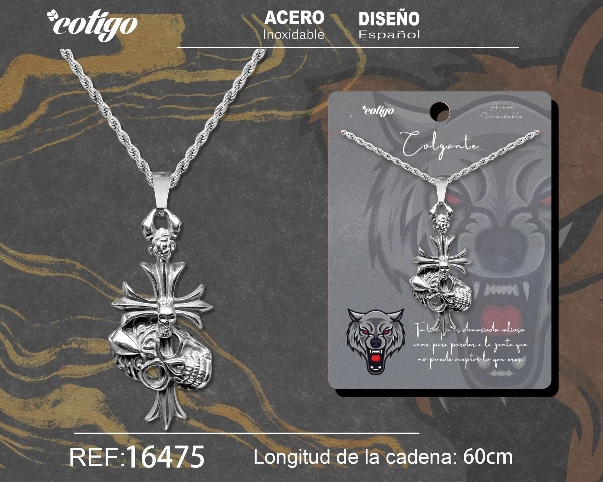 Colgante Hombre Acero color Plateado - cotigo