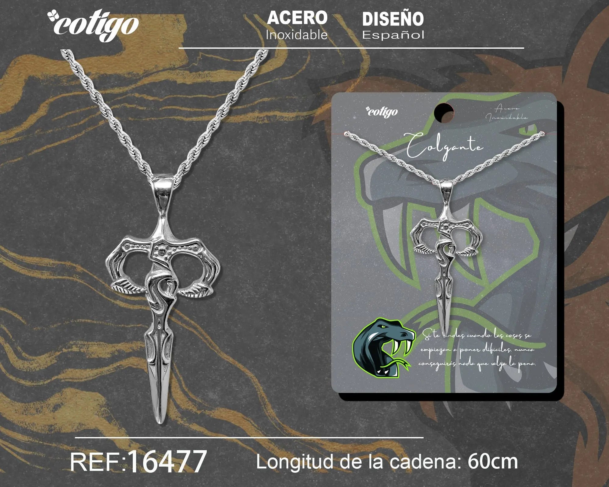 Colgante Hombre Acero color Plateado - cotigo