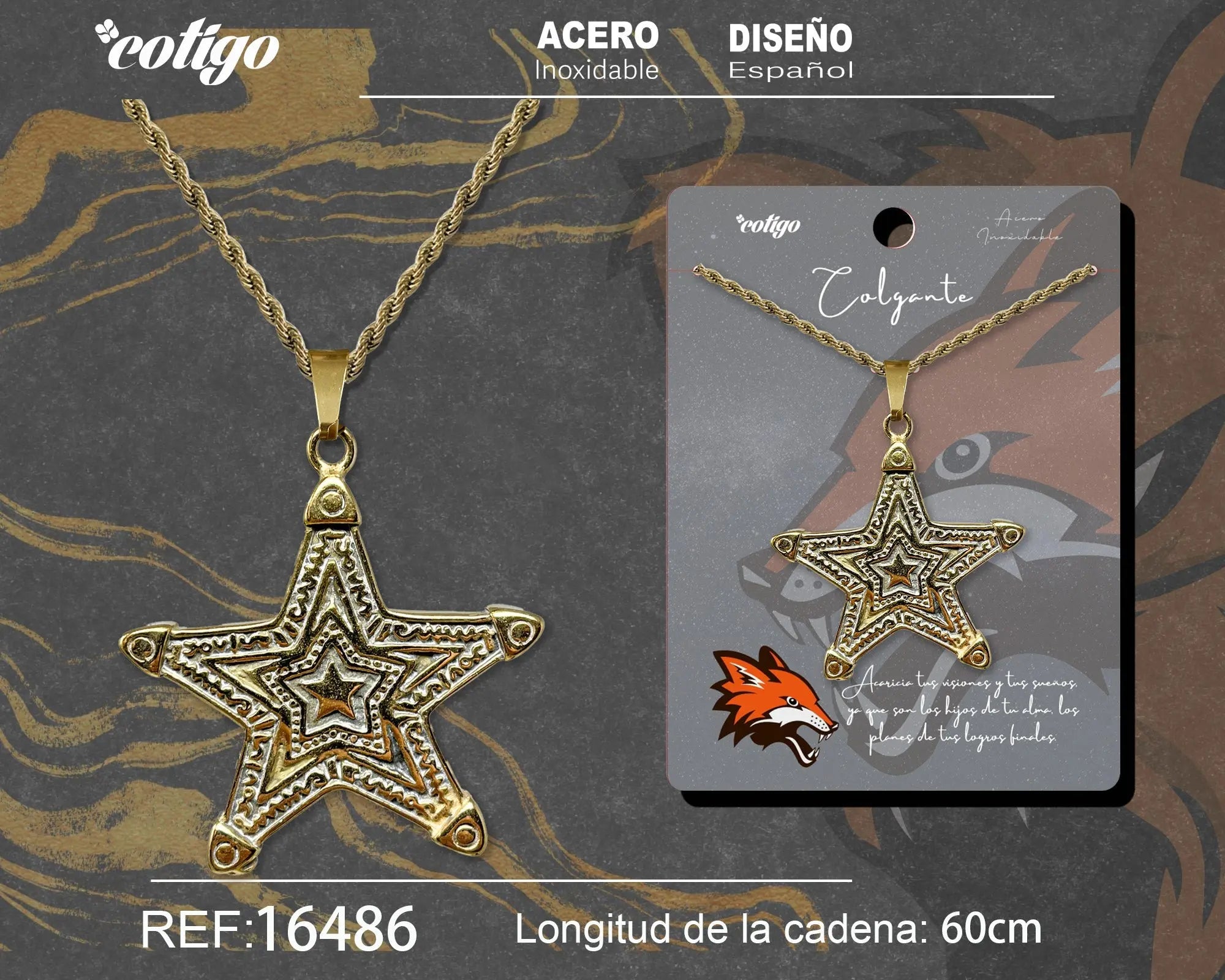 Colgante Hombre Acero color Dorado - cotigo