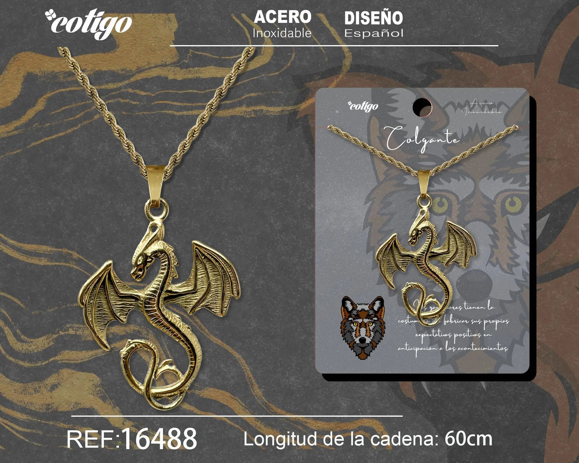 Colgante Hombre Acero color Dorado - cotigo