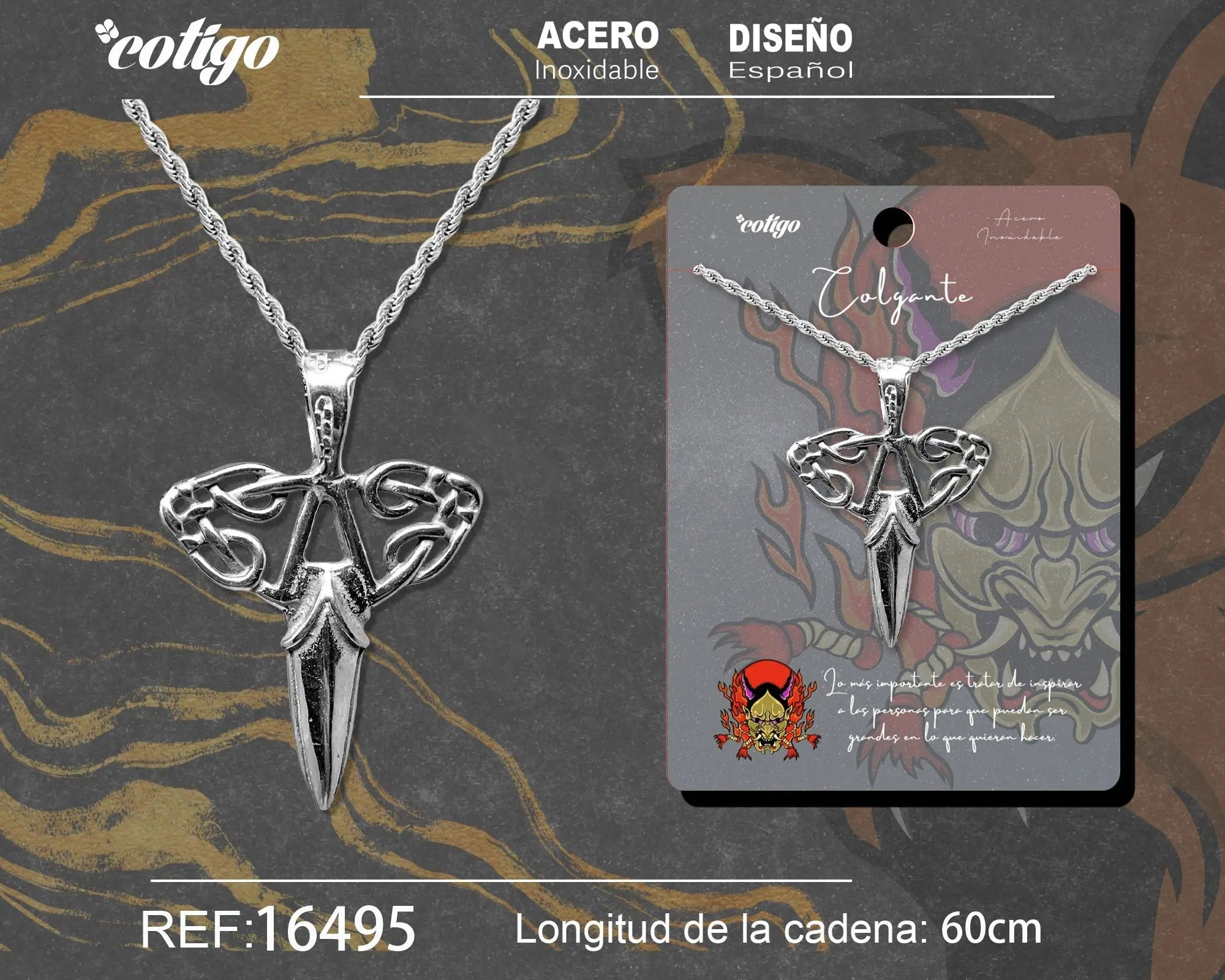 Colgante Hombre Acero color Plateado - cotigo