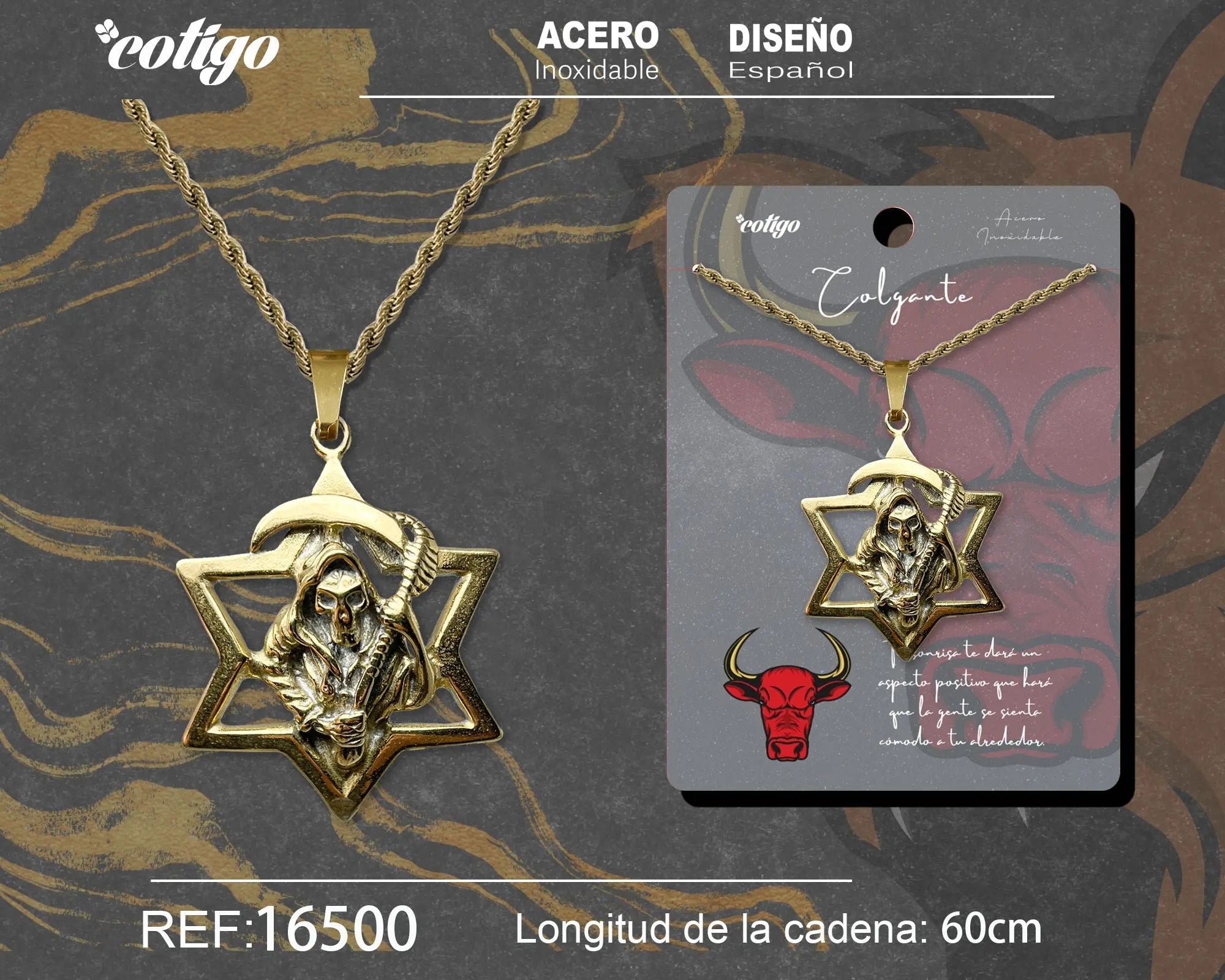 Colgante Hombre Acero color Dorado - cotigo