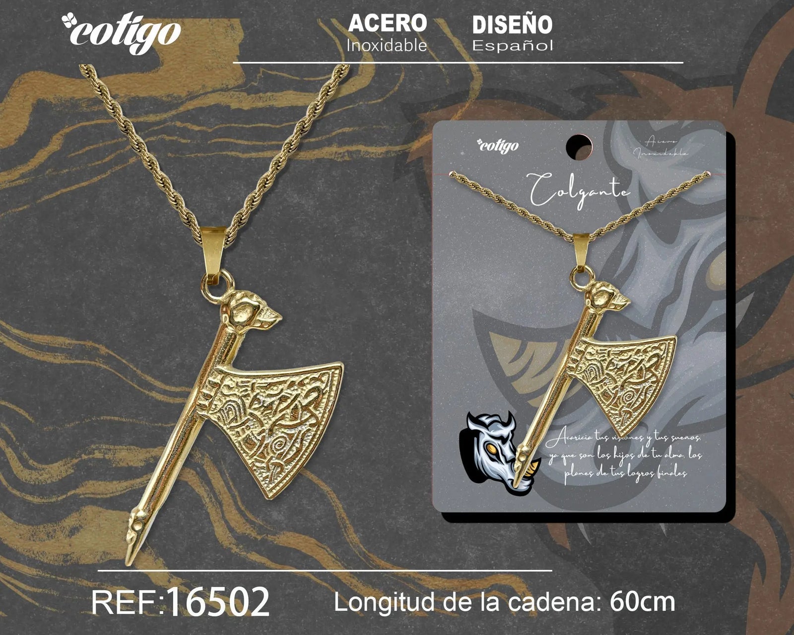 Colgante Hombre Acero Color Dorado