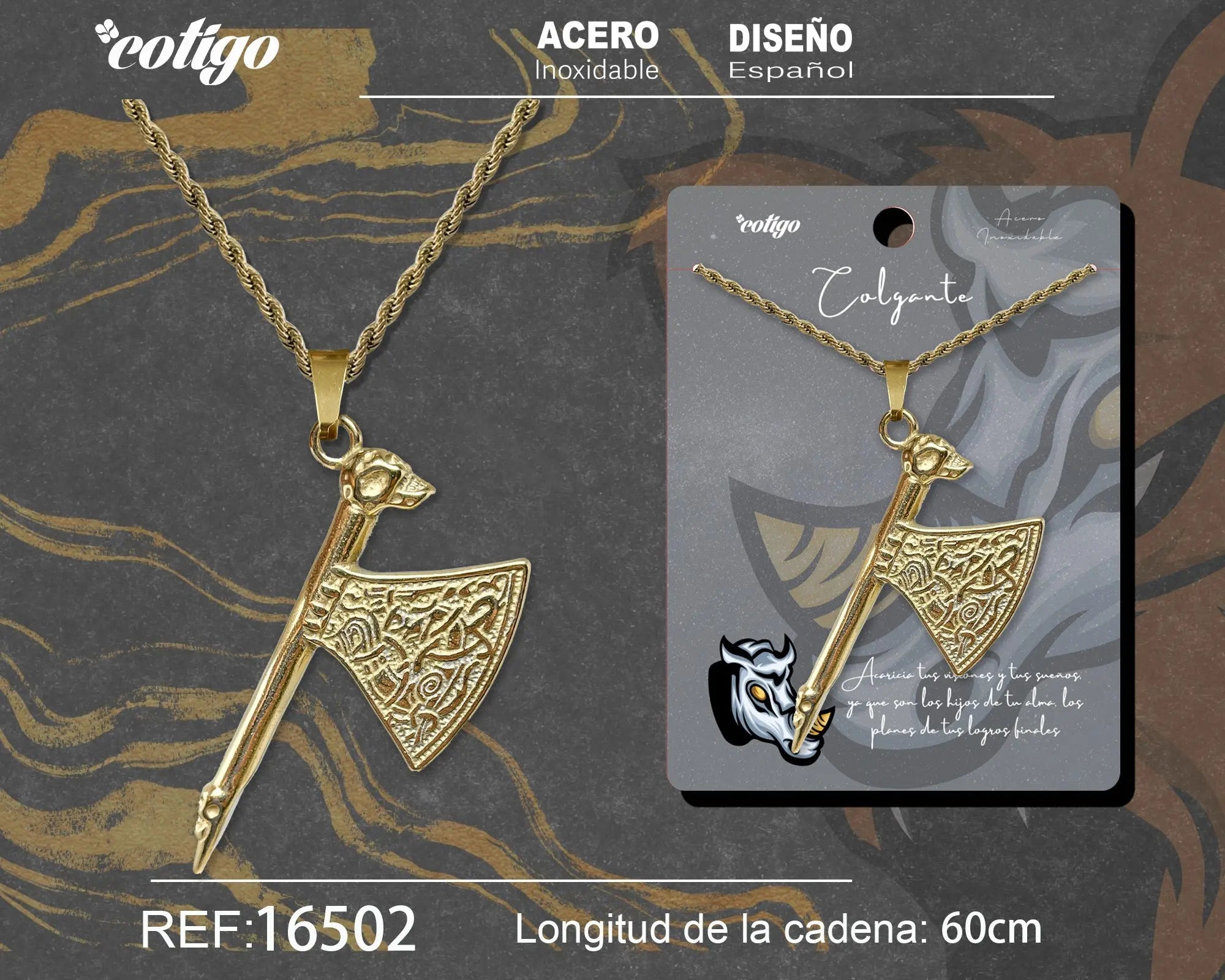 Colgante Hombre Acero color Dorado - cotigo