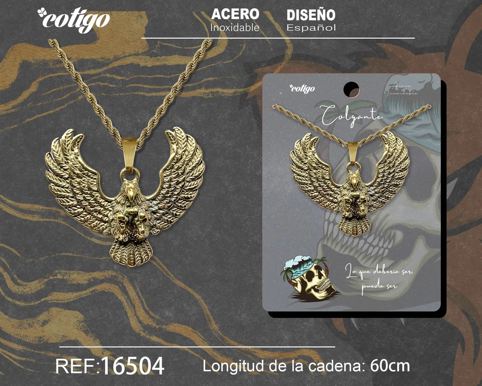 Colgante Hombre Acero Color Dorado