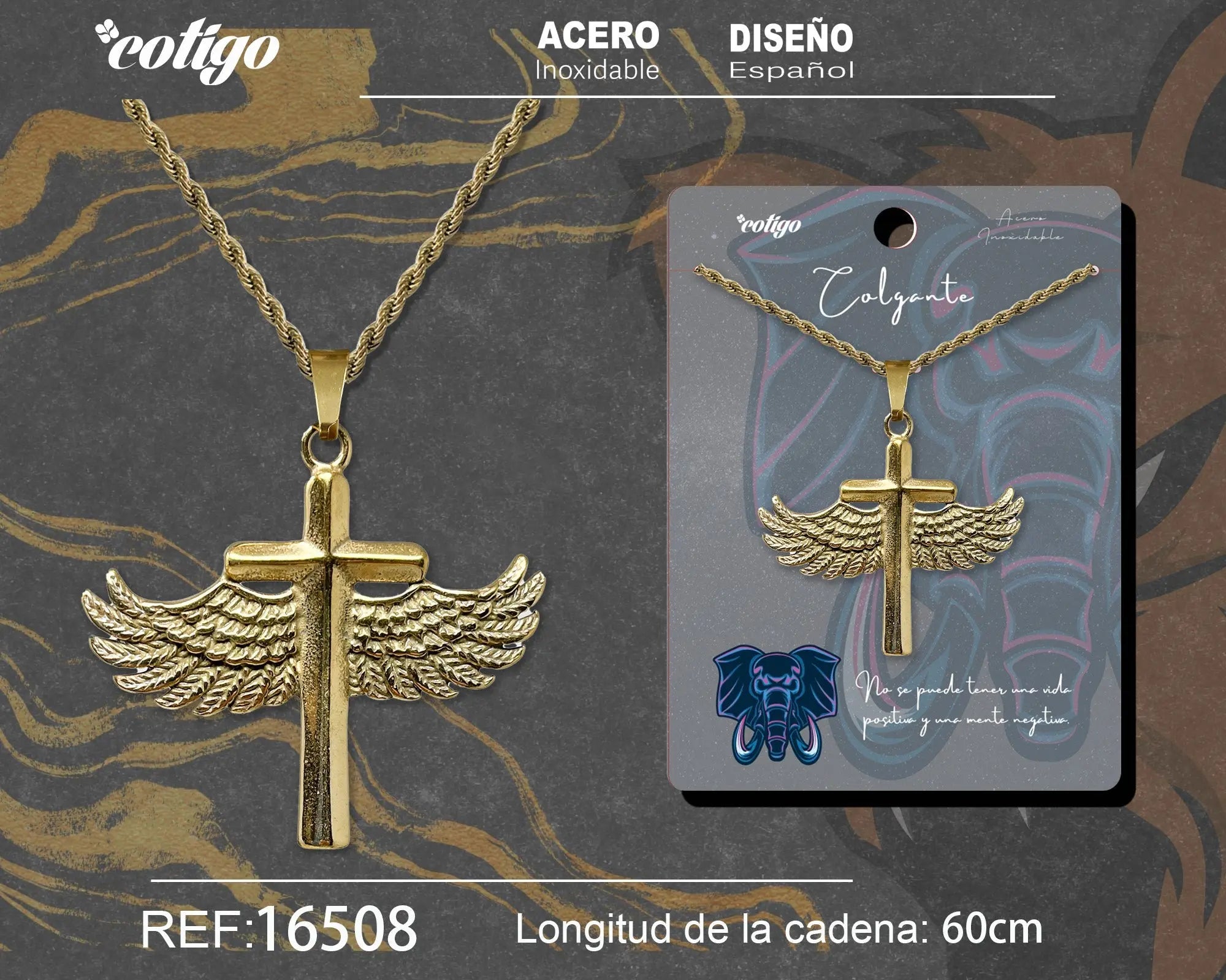 Colgante Hombre Acero color Dorado - cotigo
