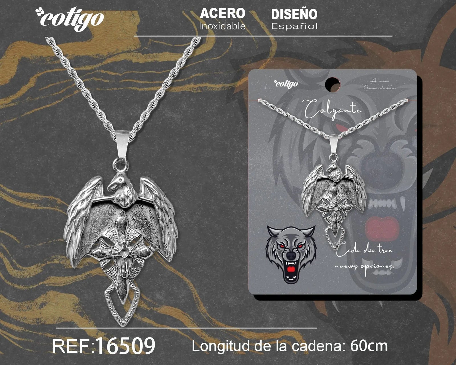Colgante Hombre Acero Color Plateado