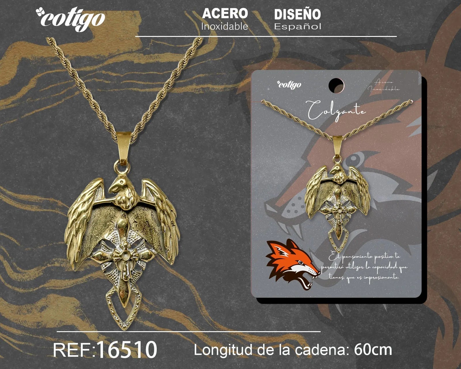 Colgante Hombre Acero Color Dorado