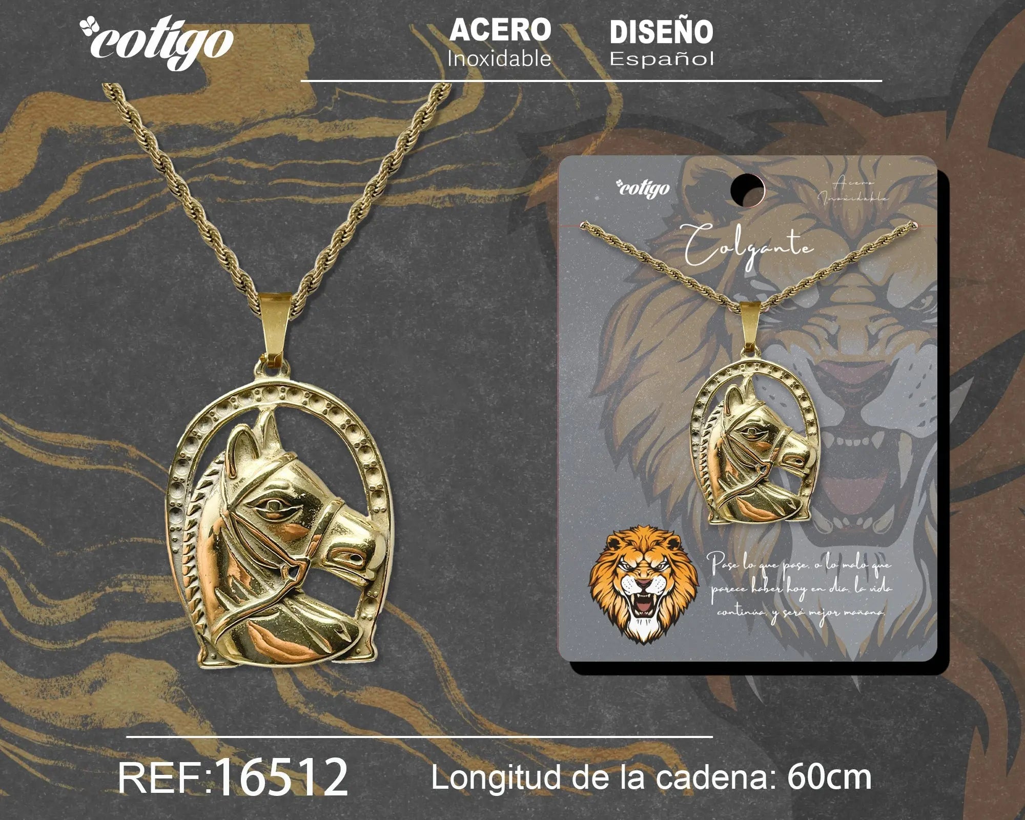 Colgante Hombre Acero color Dorado - cotigo