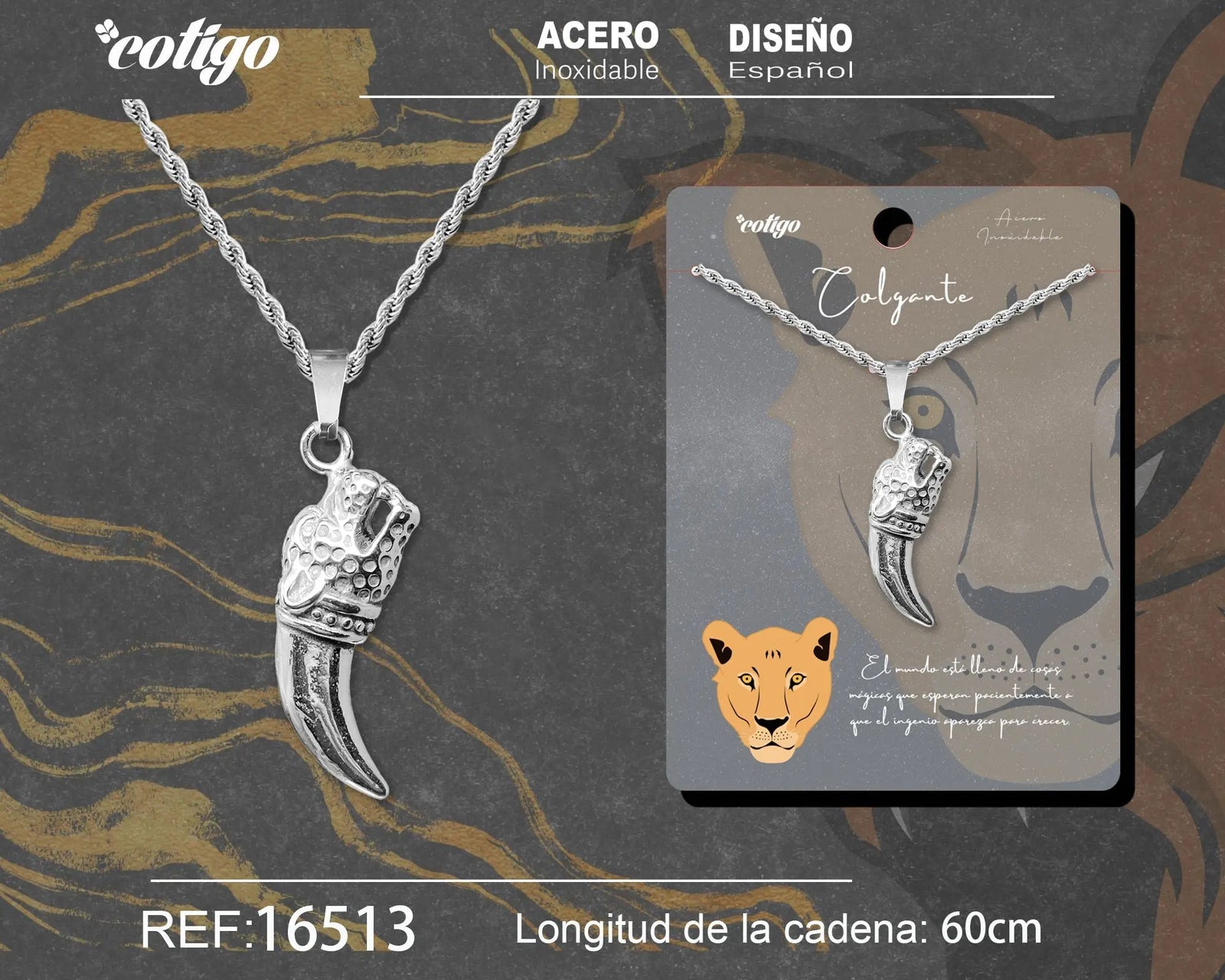 Colgante Hombre Acero Color Plateado