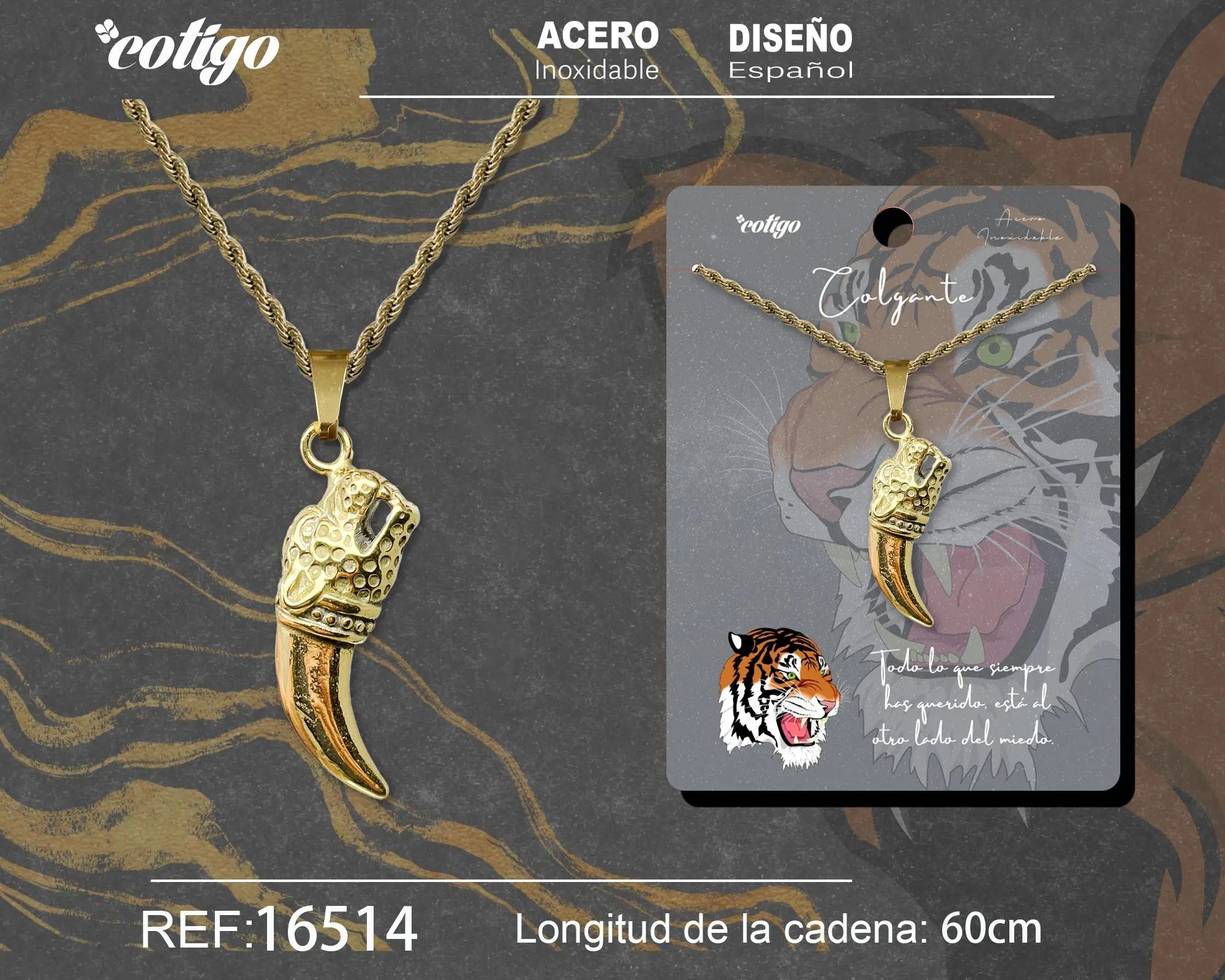 Colgante Hombre Acero color Dorado - cotigo