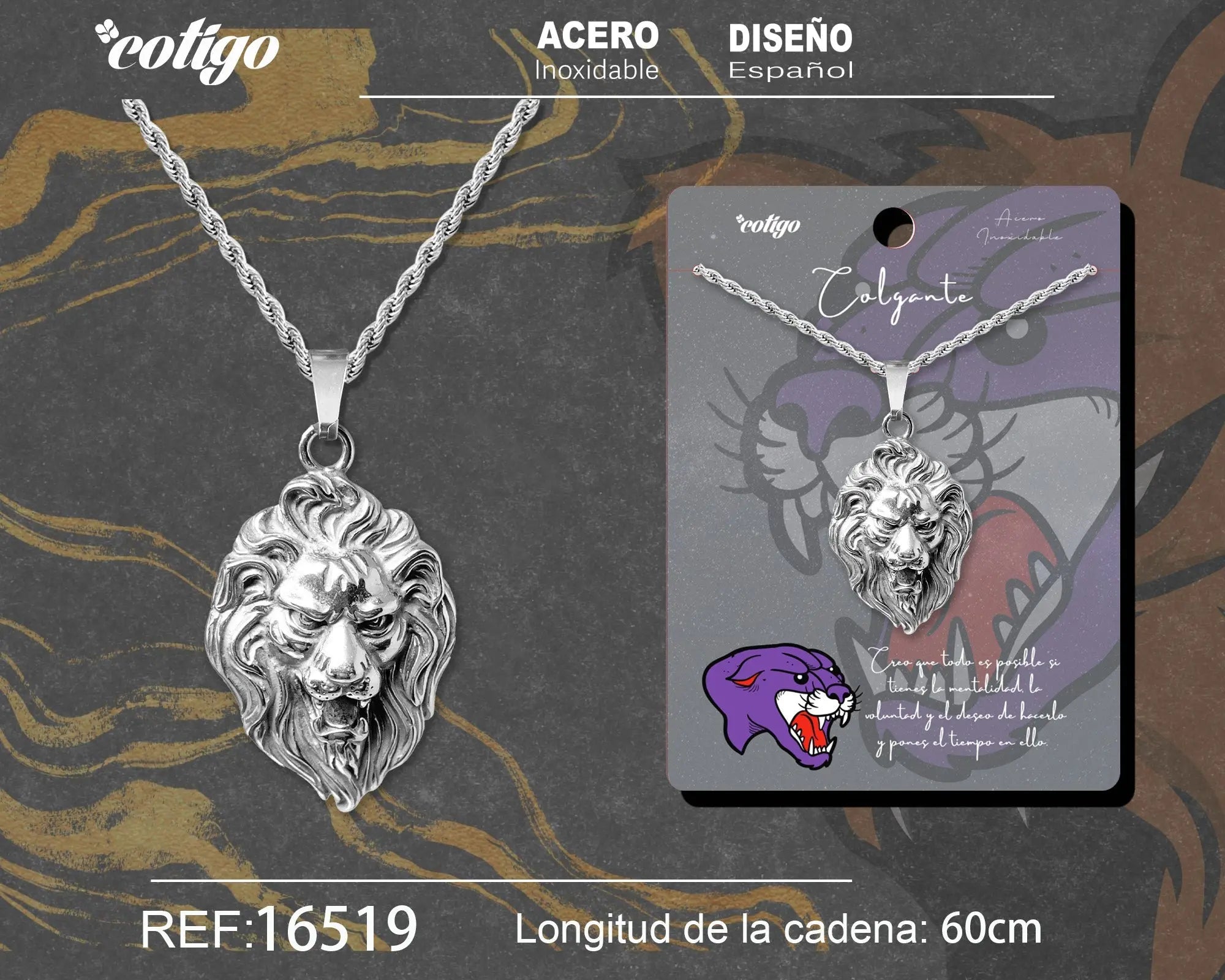 Colgante Hombre Acero color Plateado - cotigo
