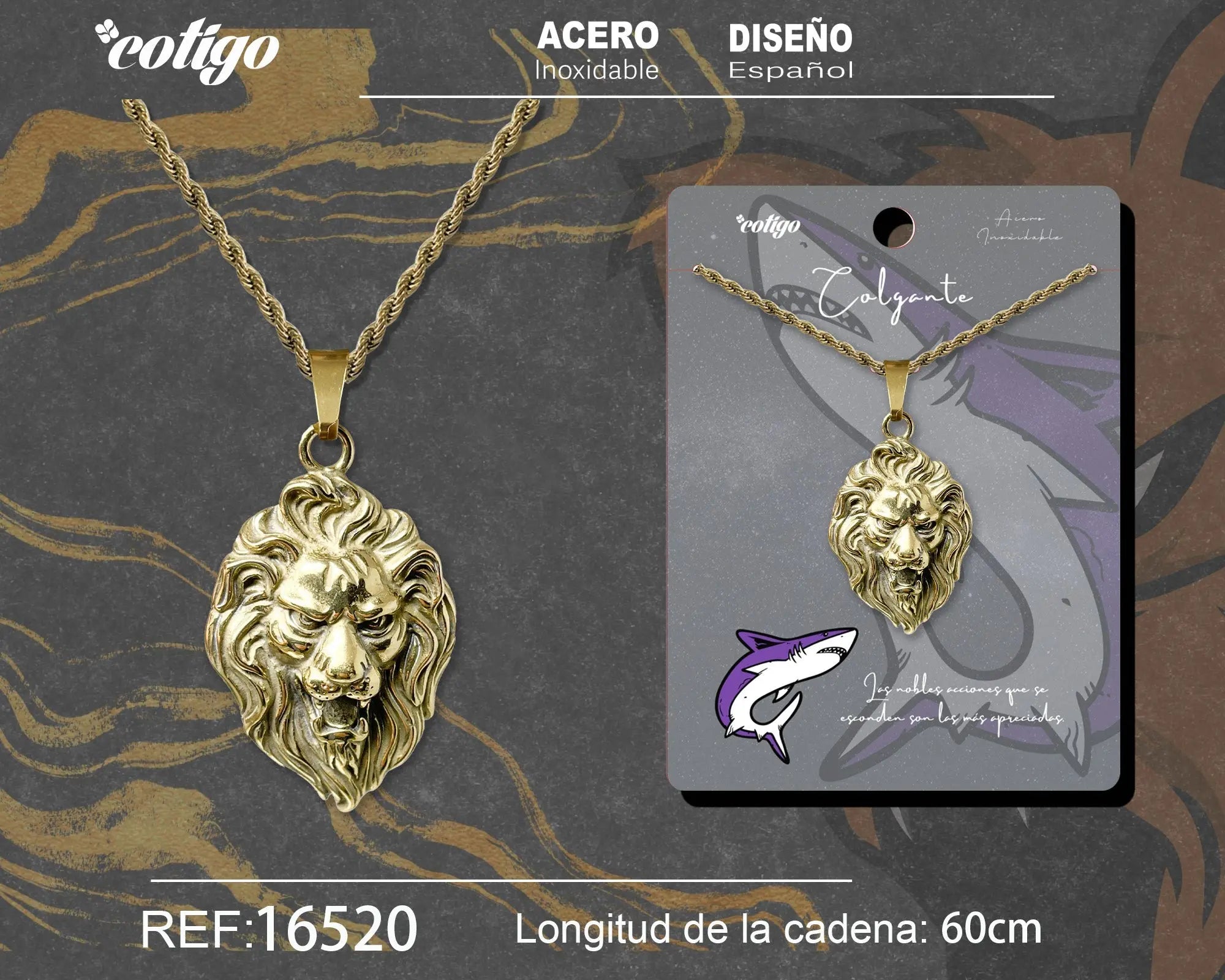 Colgante Hombre Acero color Dorado - cotigo