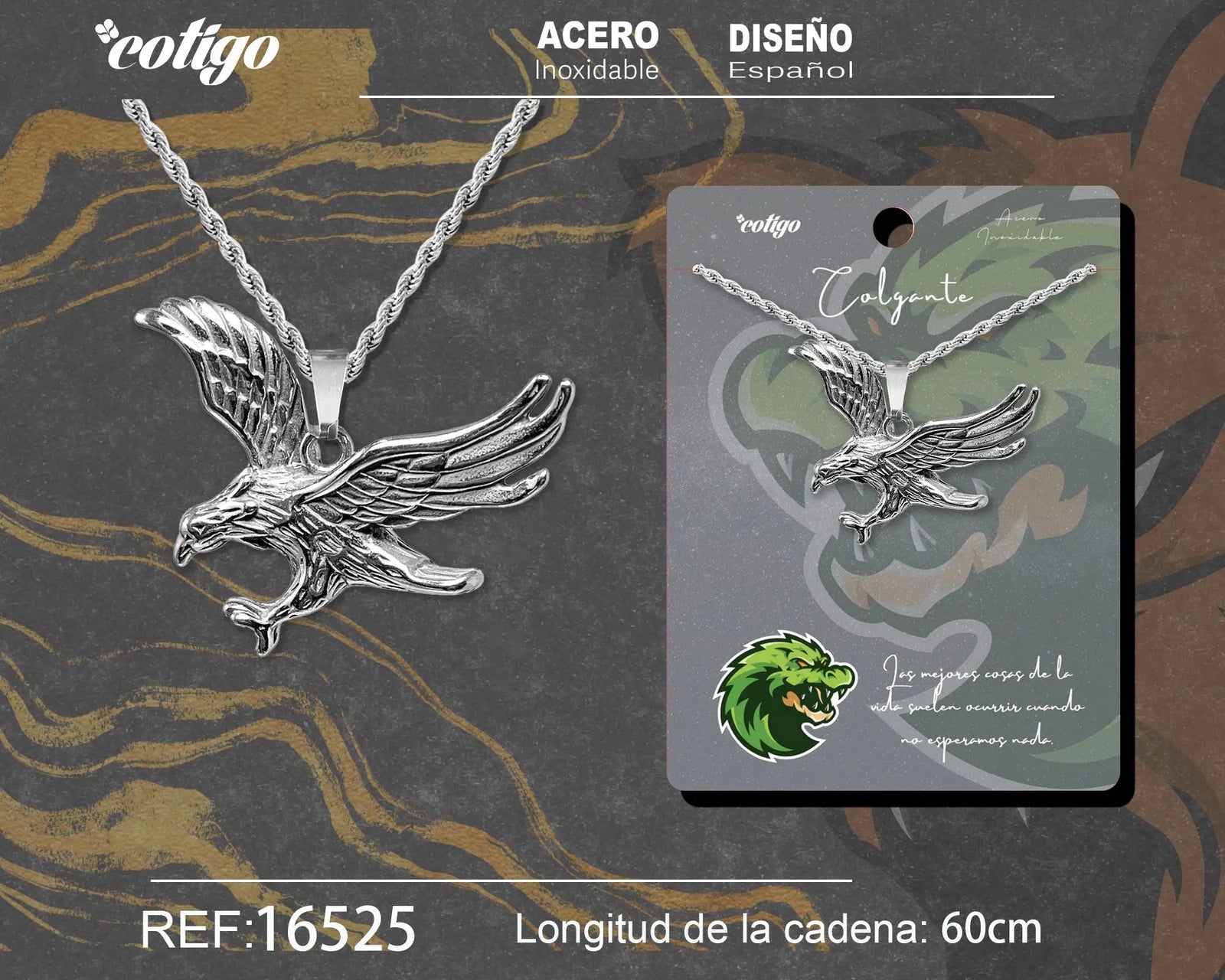 Colgante Hombre Acero Águila Plateado