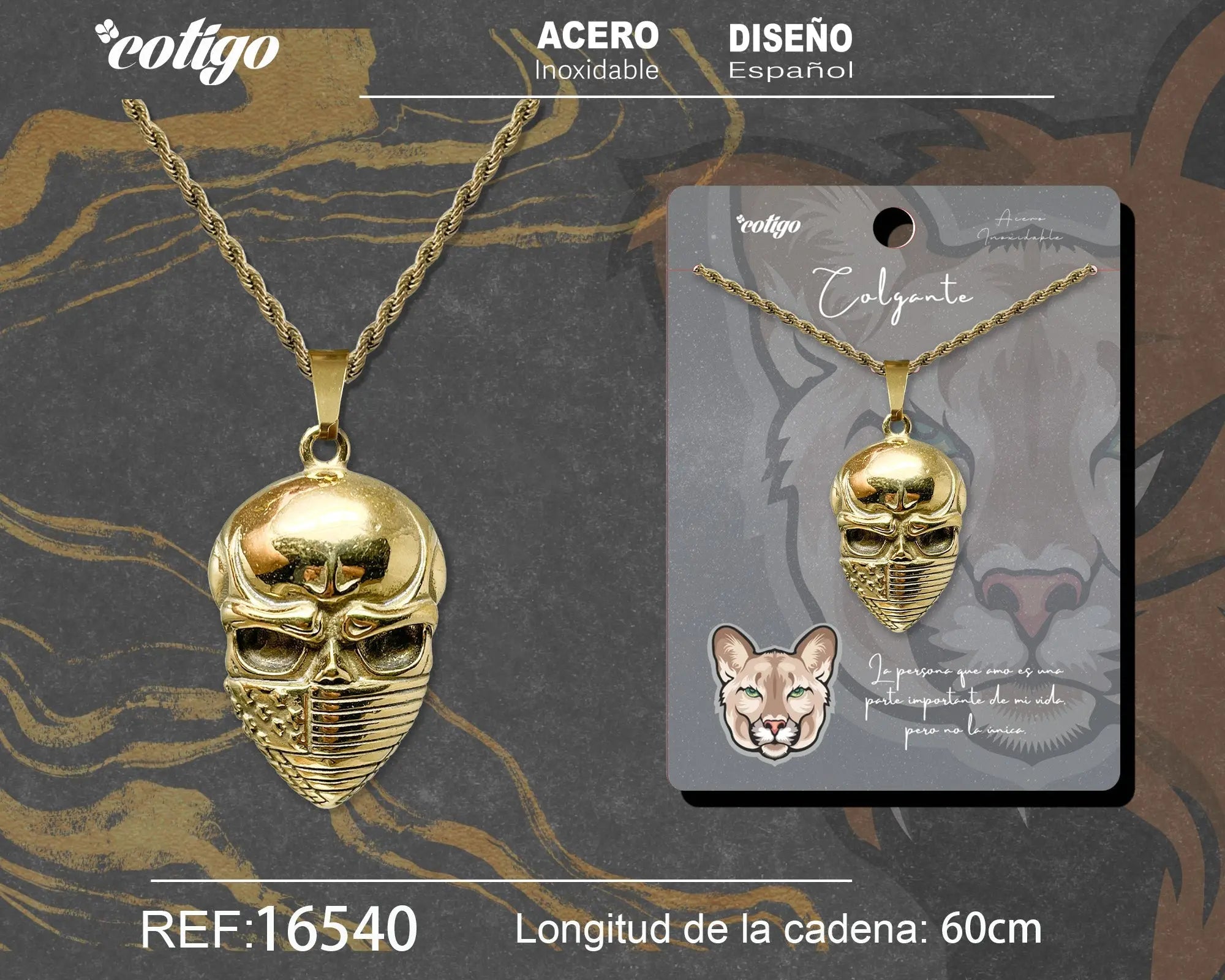 Colgante Hombre Acero color Dorado - cotigo