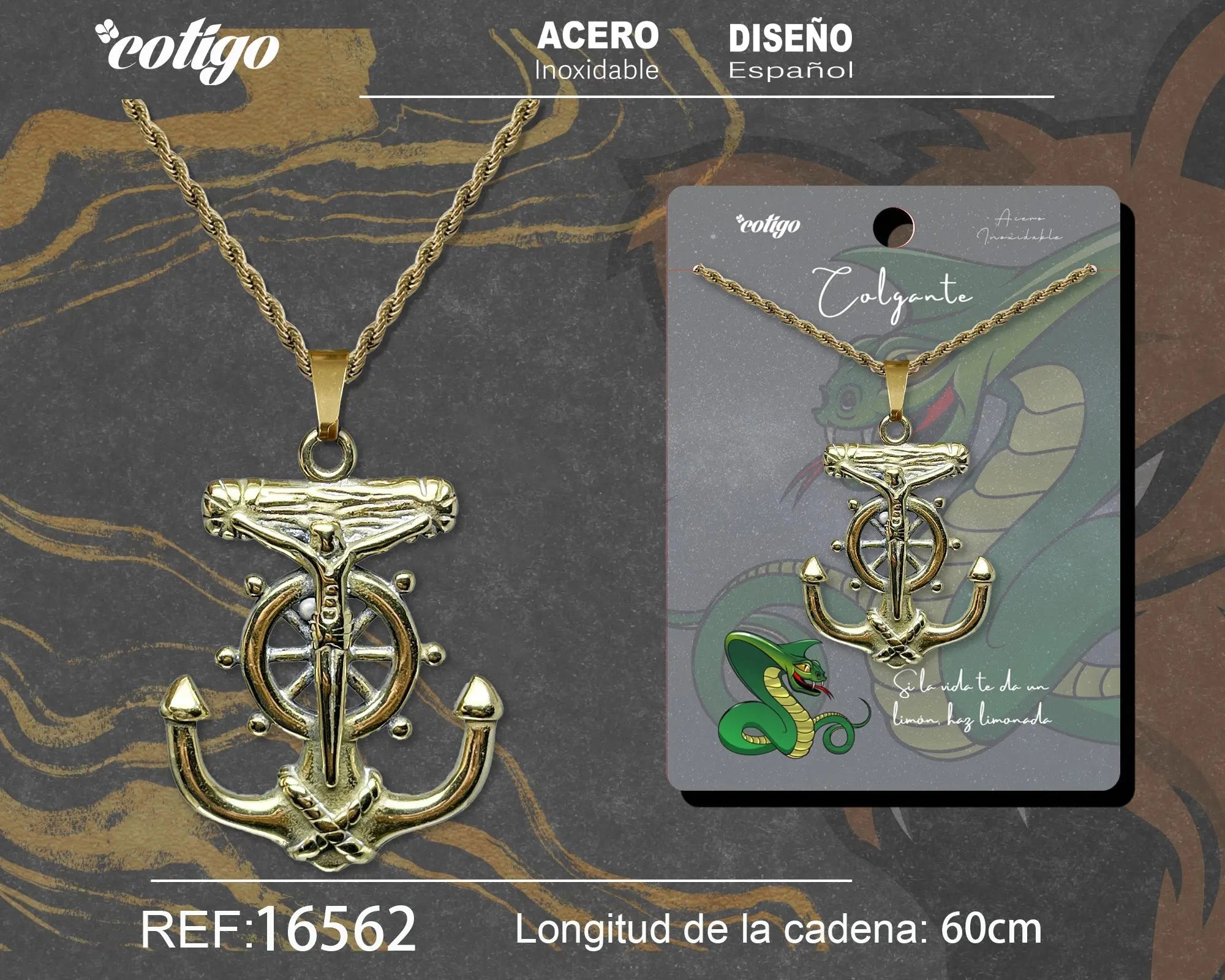 Colgante Hombre Acero color Dorado - cotigo