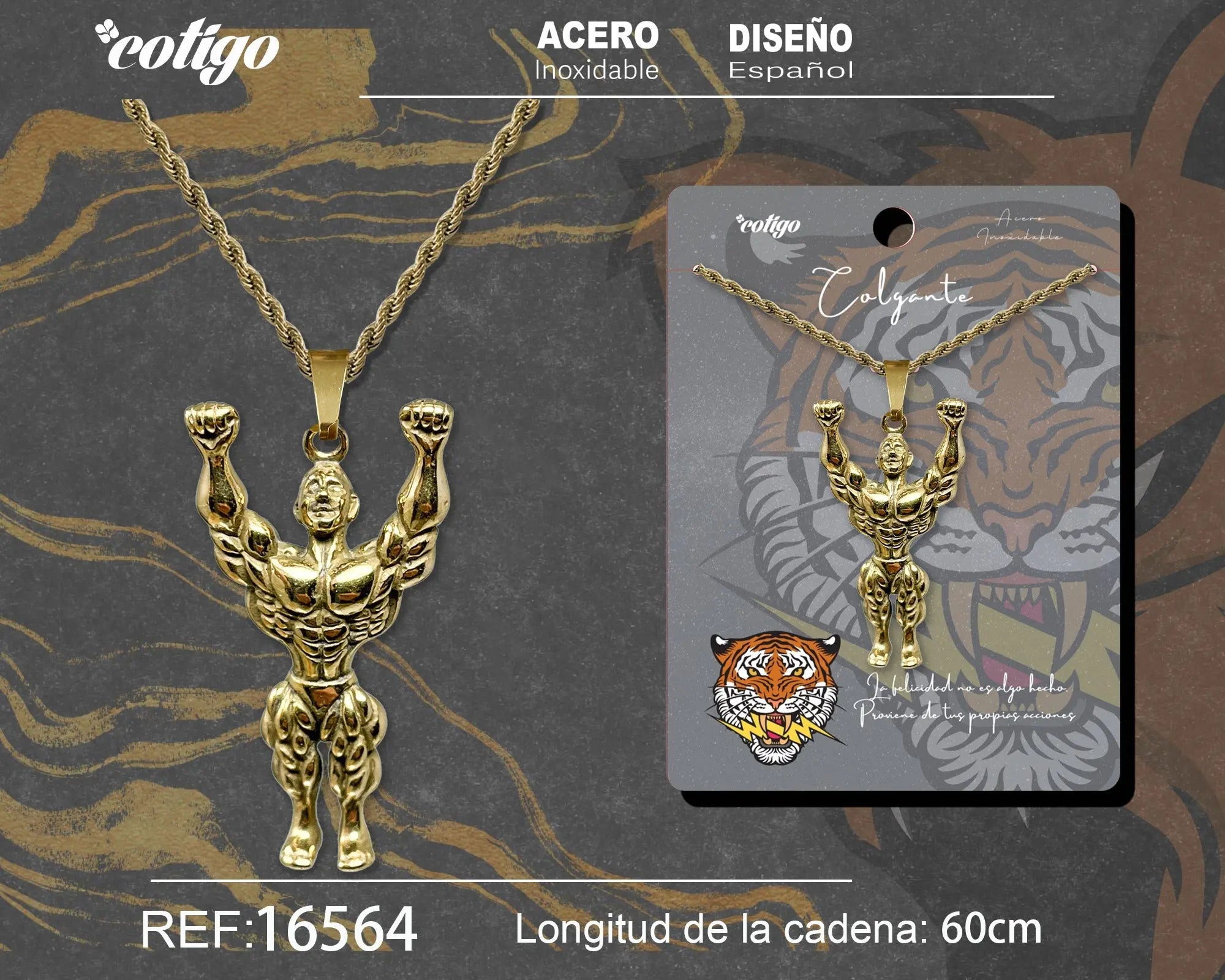 Colgante Hombre Acero color Dorado - cotigo