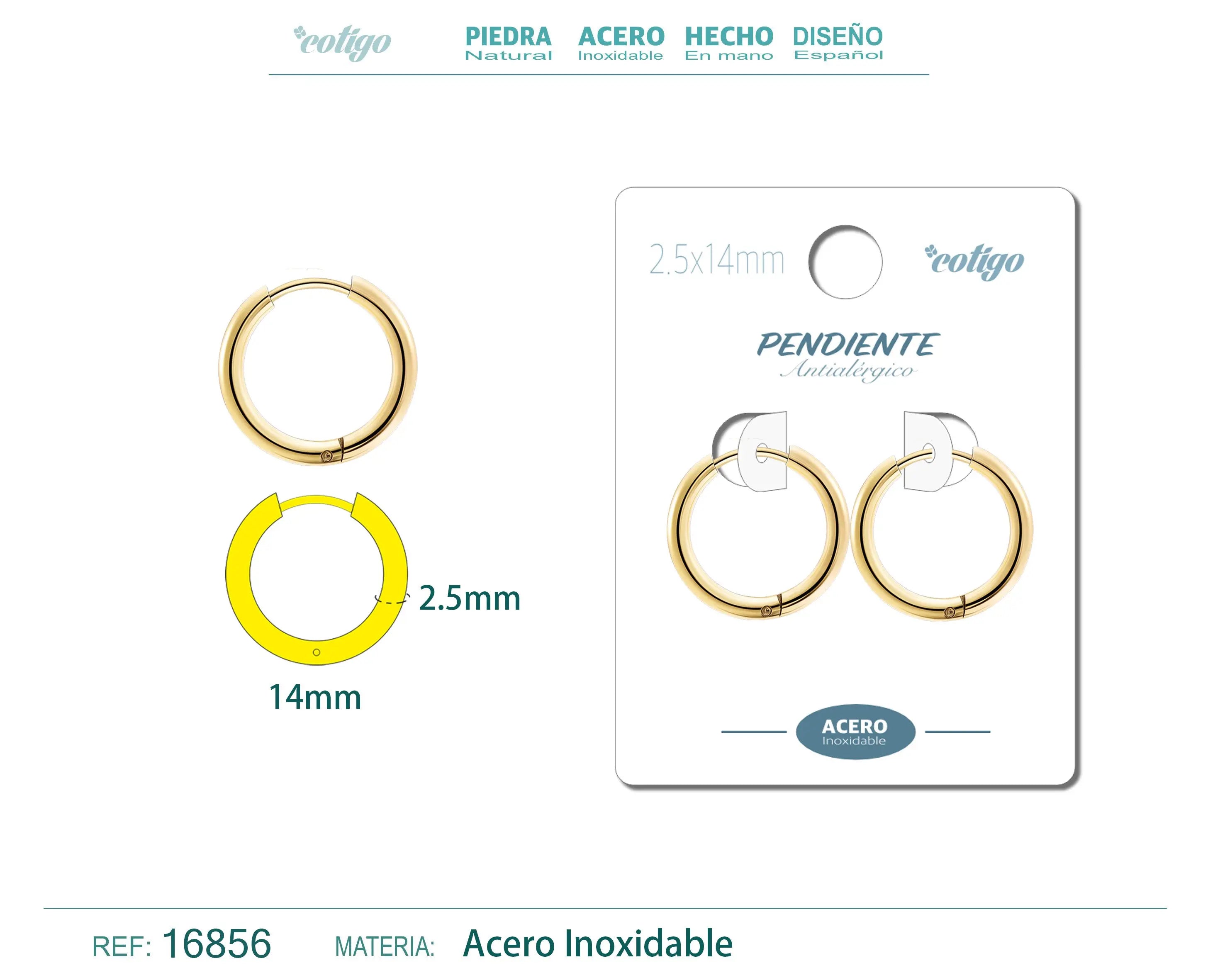 Pendiente Aro Acero 2.5x14 mm Dorado - cotigo