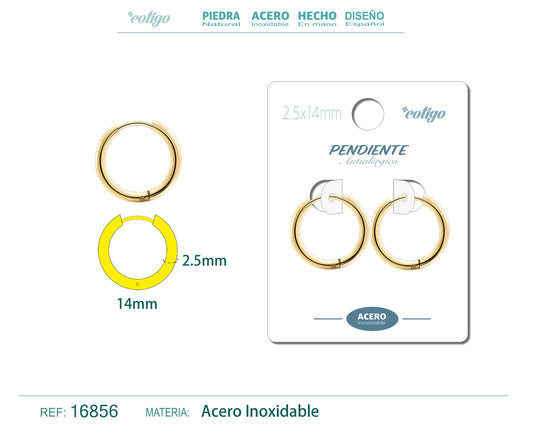 Pendiente Aro Acero 2.5x14 mm Dorado