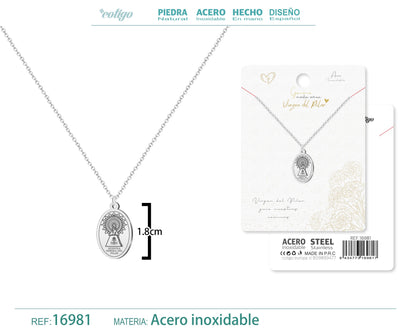 Collar Virgen de Pilar Acero plateado