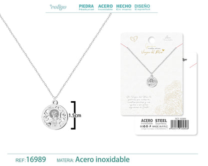 Collar Virgen de Pilar Acero plateado