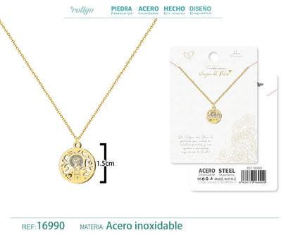 Collar Virgen de Pilar Acero dorado