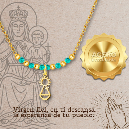 Colgante Virgen Covadonga Acero Dorado