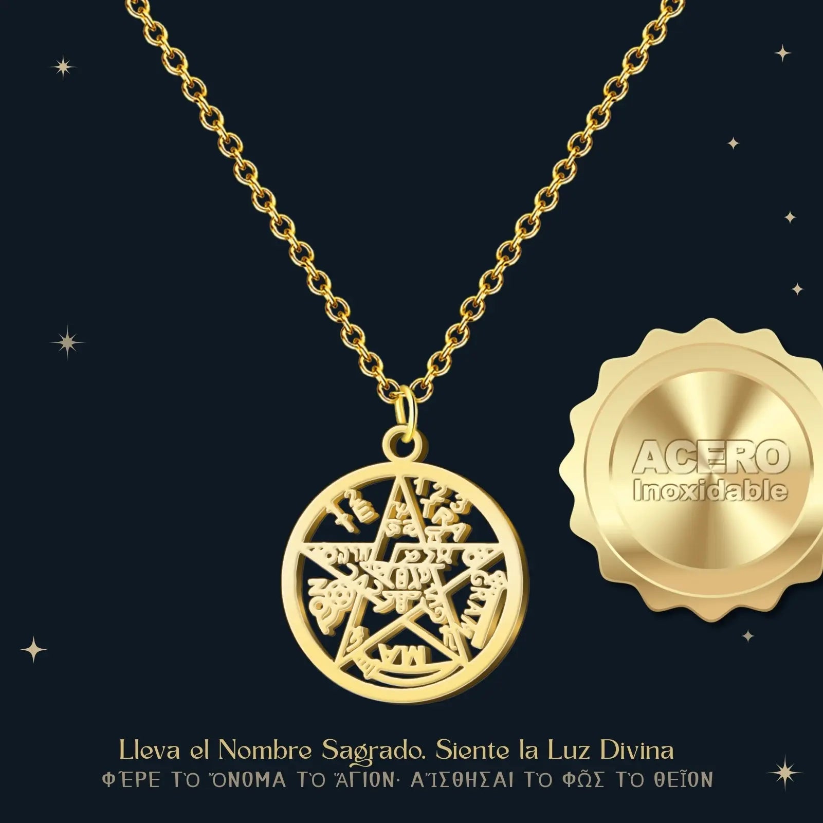 Colgante Tetragrammaton Calado en Acero Dorado - cotigo
