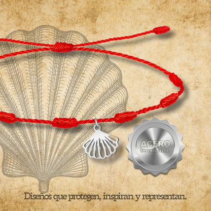 Pulsera 7 Nudos con La concha de vieir Acero Plateado