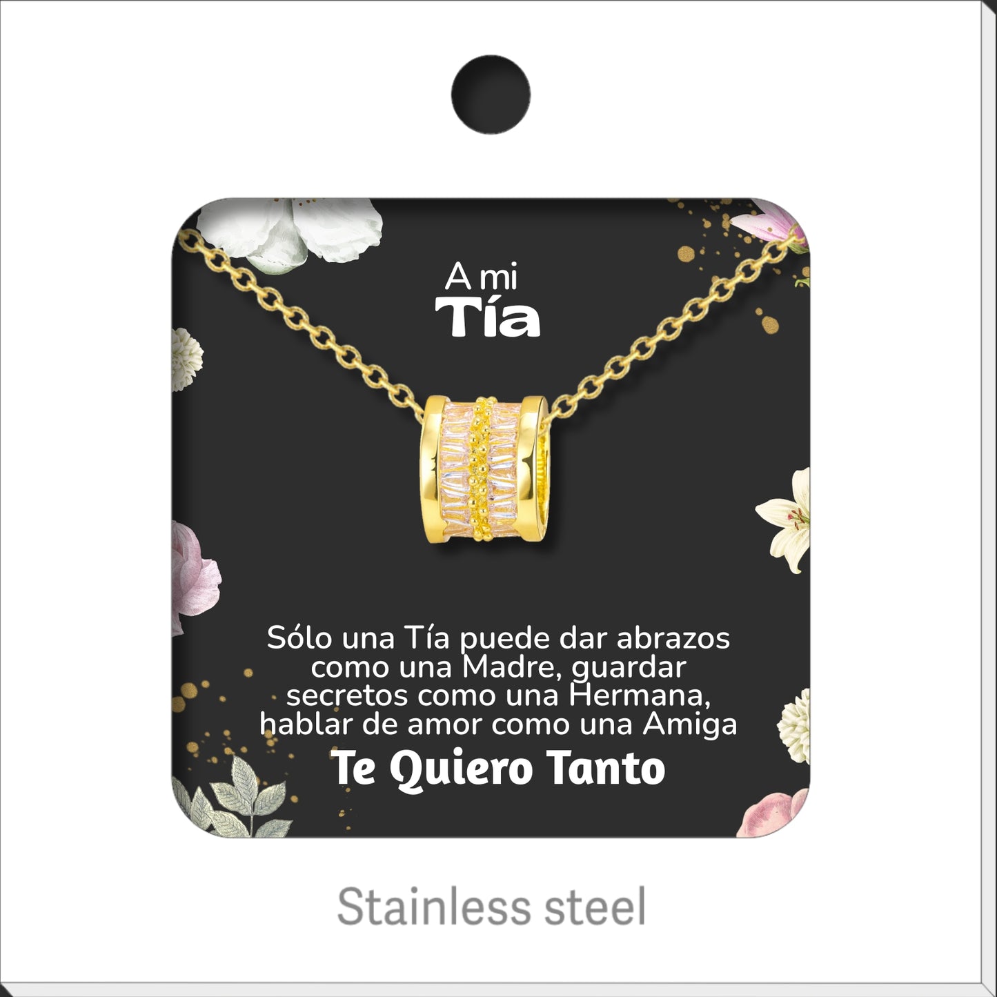 Collar Acero para Mujer con Tarjeta Diseñado , Colgante Con Circonita para Mamá,  Amor, Esposa, Amiga, Hija, Abuela. Regalo para Cumpleaños, Día de Madre, San Valentín, Navidad.