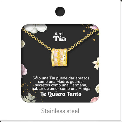 Collar Acero para Mujer con Tarjeta Diseñado , Colgante Con Circonita para Mamá,  Amor, Esposa, Amiga, Hija, Abuela. Regalo para Cumpleaños, Día de Madre, San Valentín, Navidad.