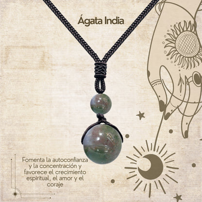 Colgante de piedra natural 14 mm 🌈 ¡Hecho a mano y con significado único! 🔮 Cuerda ajustable 40–70 cm