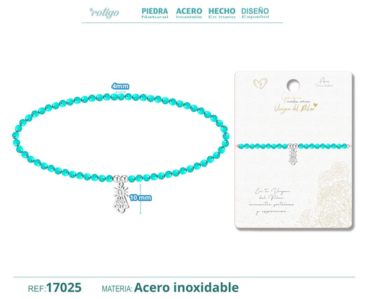 Pulsera Turquesa con colgante de Viorgen Pilar color Plateado