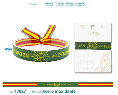 Pulsera Virgen Pilar Tejido-Verde