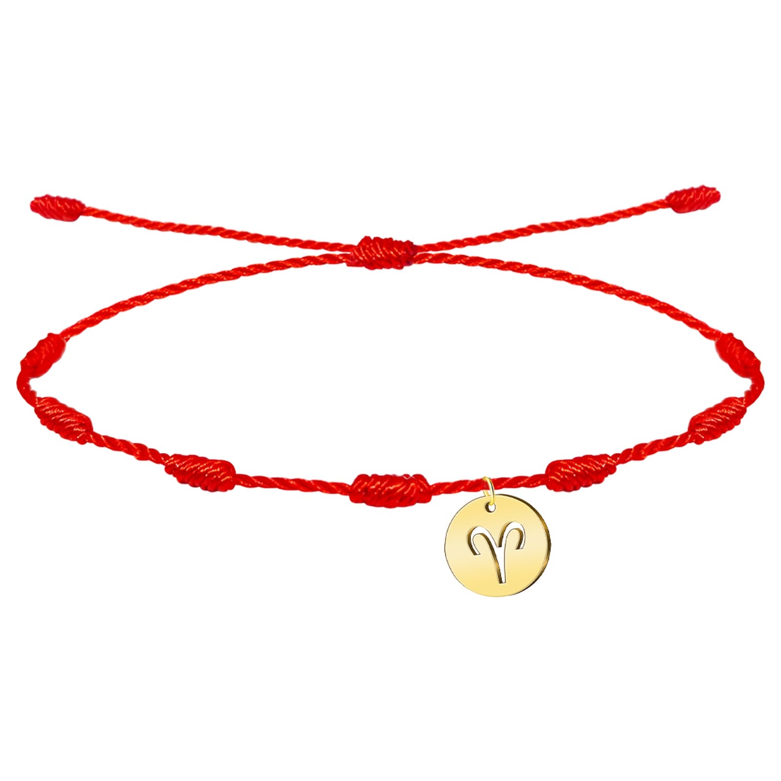 Pulsera 7 nudos zodiaco Aries dorado acero