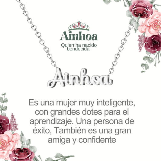 Collar Nombre  Ainhoa  Acerocolor Plateado