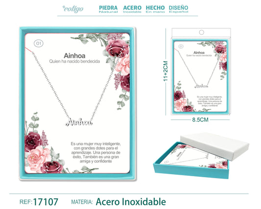 1 Collar Nombre- Ainhoa -Acero Plateado